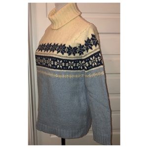 Vintage ĒDĒiS Heavy Winter Fair Isle Turtleneck Sweater, Sz Lg (runs small)